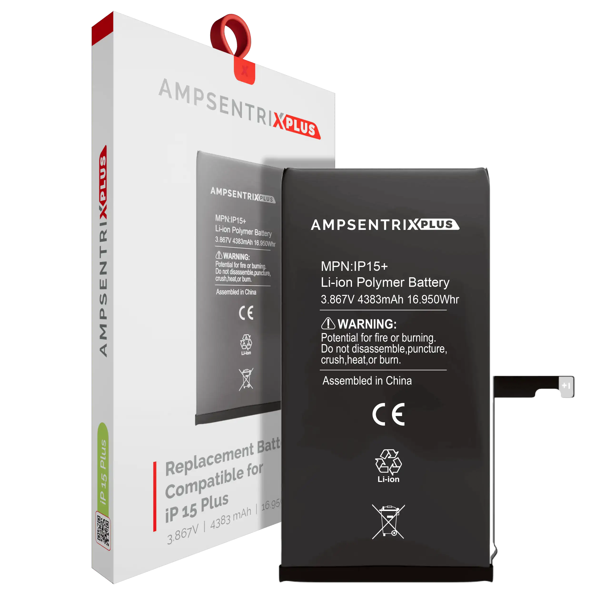 [107082131165] Batería de Repuesto Para iPhone 15 Plus (AmpSentrix Plus)