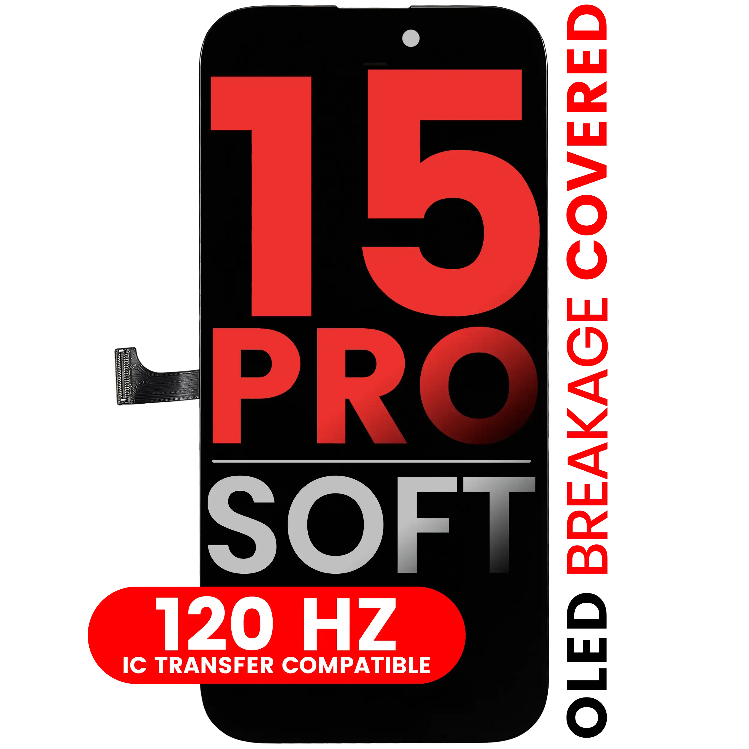 [107183138478] Ensamble OLED Para iPhone 15 Pro (Aftermarket Pro: XO7 Soft) (120HZ)