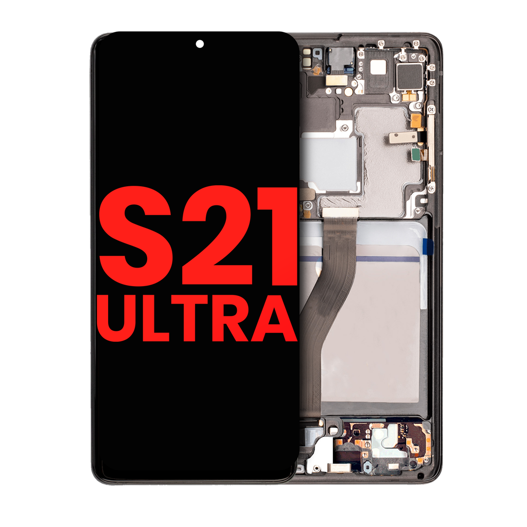 [107081015445] Ensamble OLED Con Marco Para Samsung Galaxy S21 Ultra 5G (Aftermarket Plus) (Negro Fantasma)