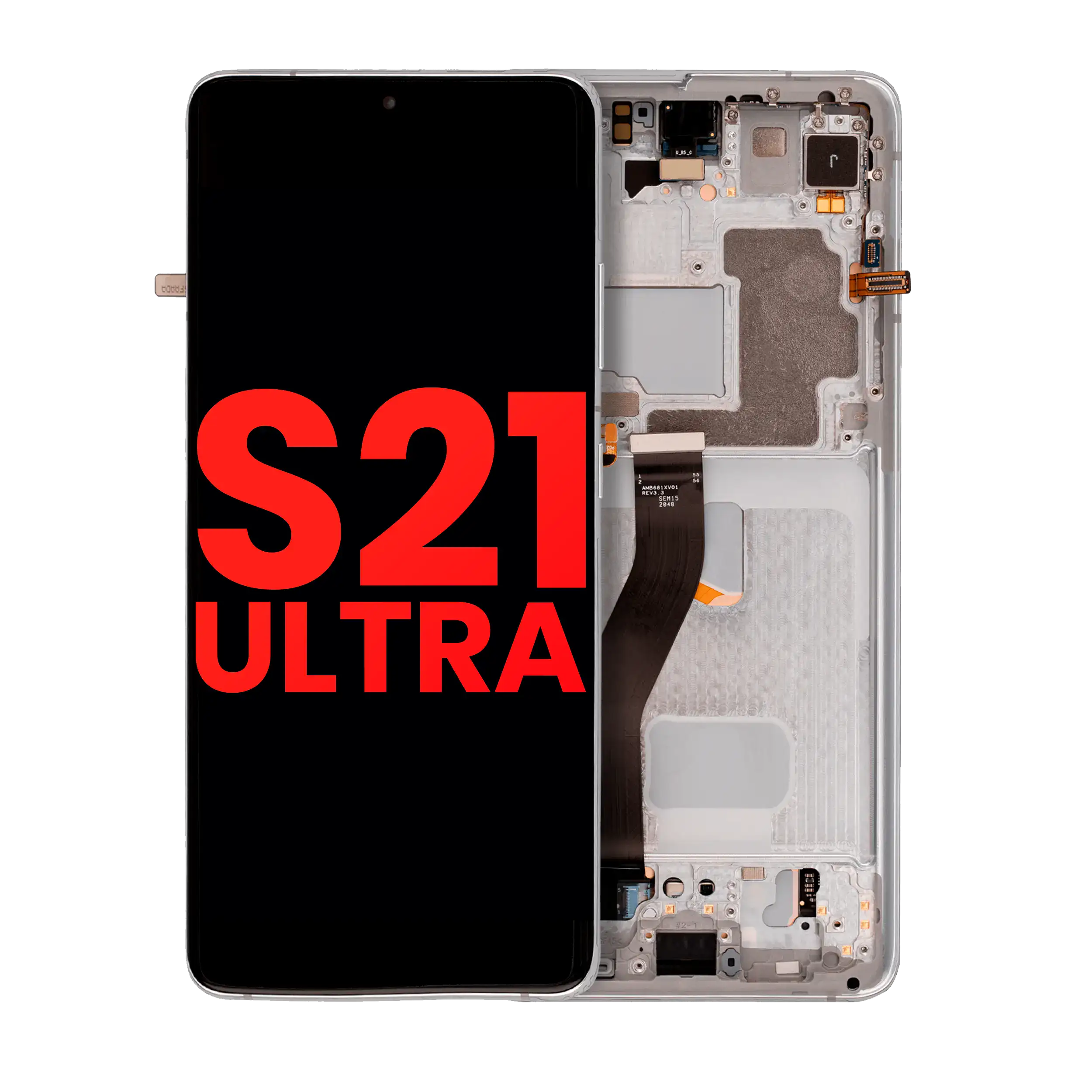 Ensamble OLED Con Marco Para Samsung Galaxy S21 Ultra 5G (Aftermarket Plus) (Plata Fantasma)