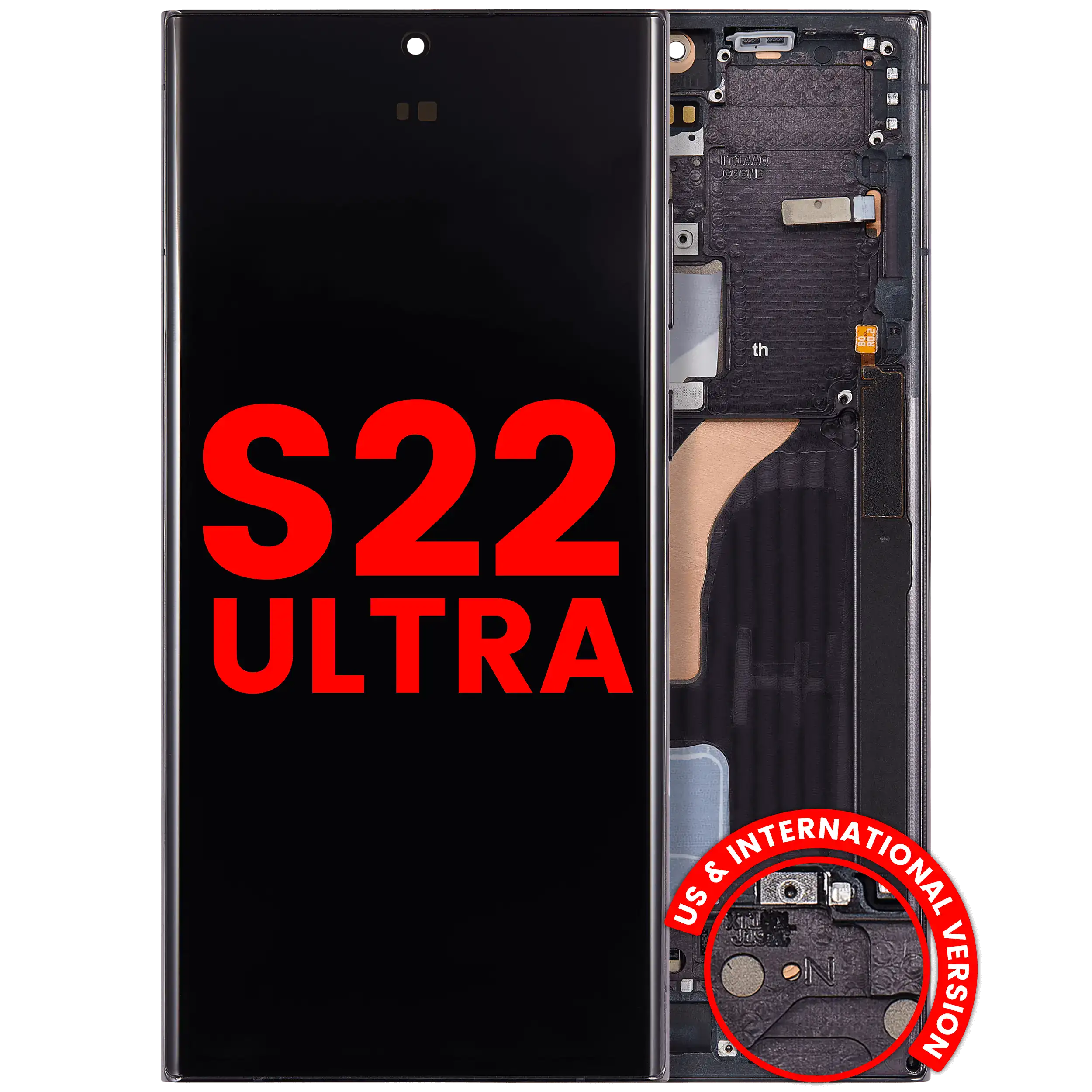 [107081015435] Ensamble OLED Con Marco Para Samsung Galaxy S22 Ultra 5G (Versión EE.UU. e Internacional) (Aftermarket Plus) (Negro Fantasma)
