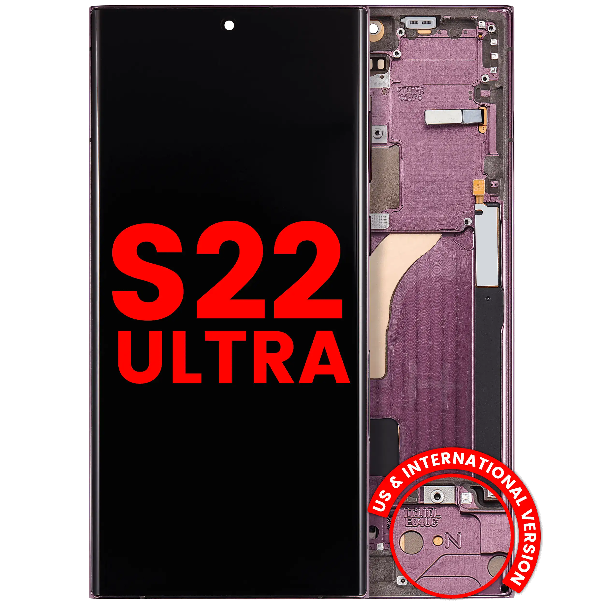 Ensamble OLED Con Marco Para Samsung Galaxy S22 Ultra 5G (Versión EE.UU. e Internacional) (Aftermarket Plus) (Burdeos)
