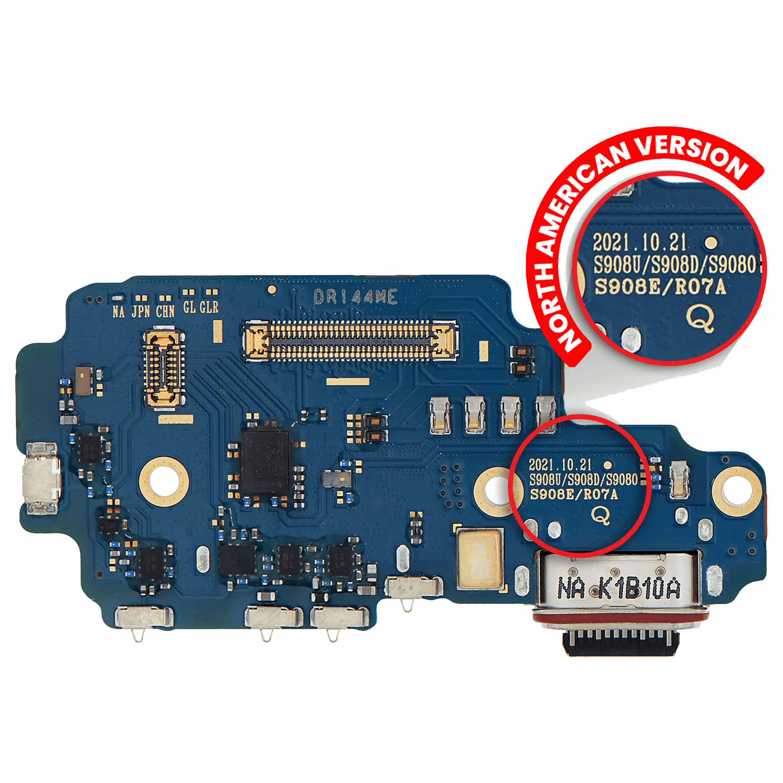 [107082079221] Placa de Puerto de Carga con Lector de Tarjeta SIM Para Samsung Galaxy S22 Ultra 5G (Versión EE.UU.) (Premium)