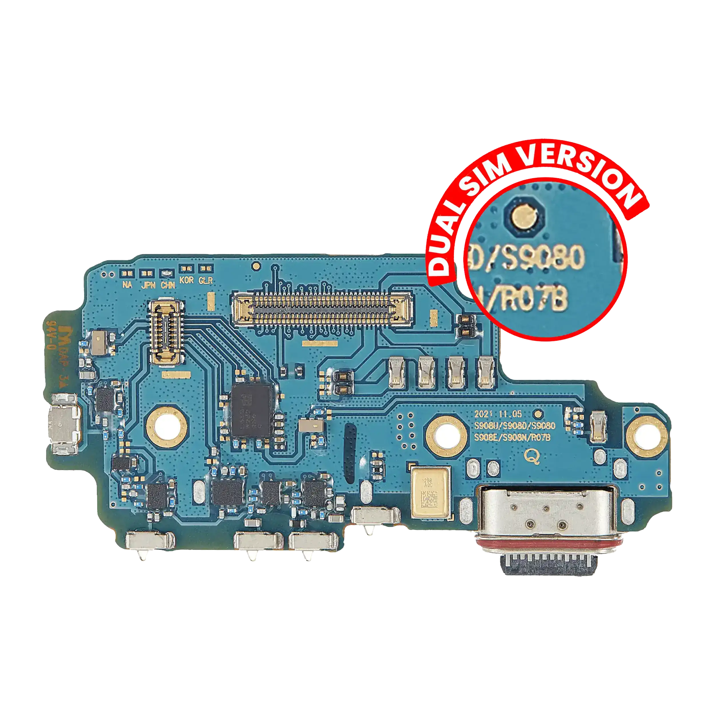 Placa de Puerto de Carga con Lector de Tarjeta SIM Para Samsung Galaxy S22 Ultra 5G (S9080) (Versión Dual SIM) (Premium)